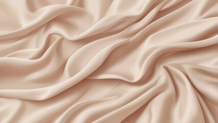 Obraz premium Softly rumpled beige silk texture with gentle lighting, creating a relaxed yet elegant atmosphere. The smooth folds add depth and sophistication.