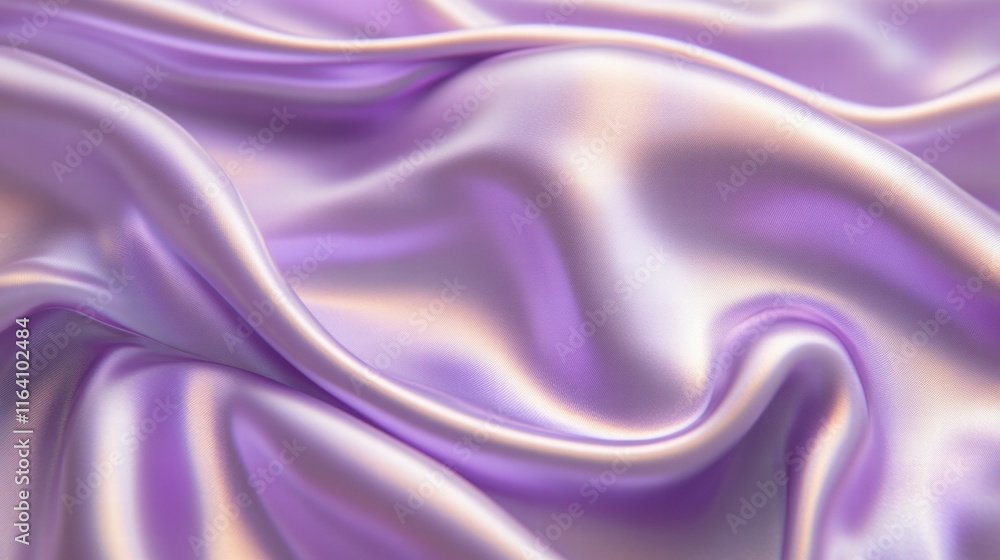 Poster a close-up of soft, flowing lavender silk fabric with a shiny texture.