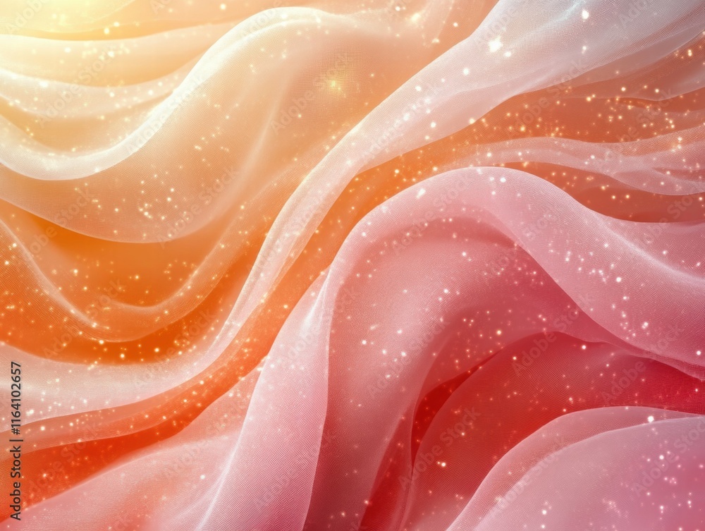 Poster Soft, flowing fabric with a gradient of colors and sparkling elements creates a dreamy atmosphere.