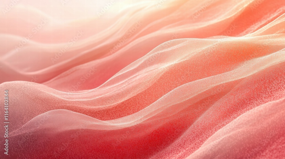Poster Abstract waves in soft red and pink hues, creating a serene and calming visual effect.