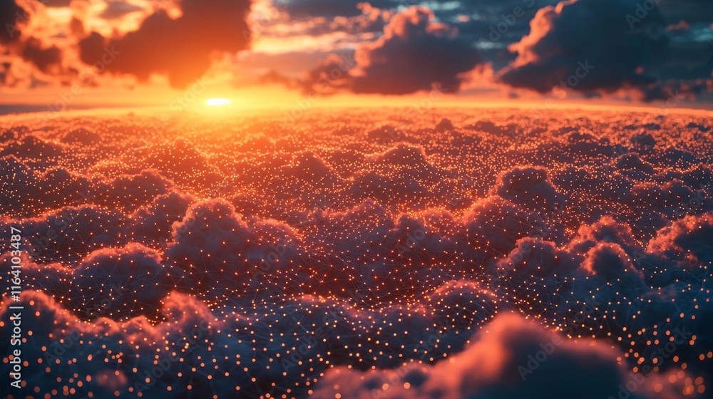 Poster cloud cost management and cloud cost optimization software development, with a 3d concept illustrati