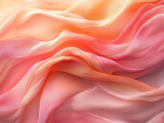 Obraz premium A flowing fabric in soft hues of pink and orange, creating a serene and elegant atmosphere.