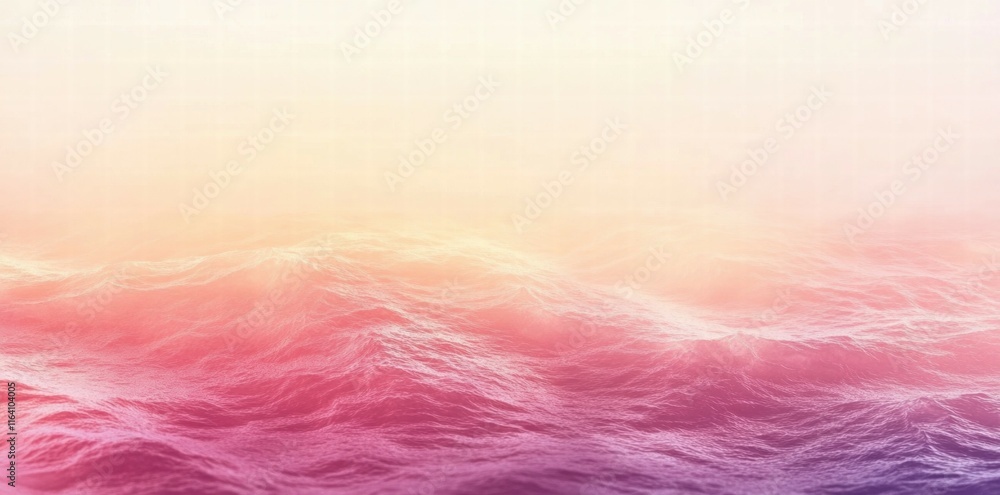 Poster a serene ocean scene with soft waves and a pastel gradient sky.