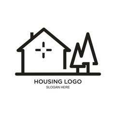 Housing logo design simple concept Premium Vector