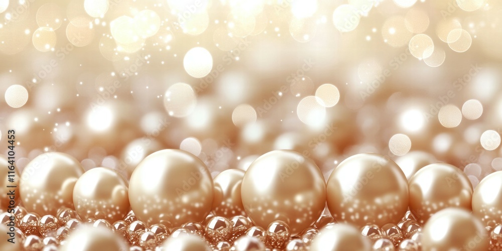 Poster A close-up of shimmering pearls on a soft, blurred background with sparkling effects.
