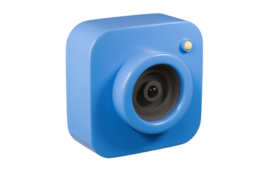 3d Action Camera digital with lens icon. Photograph, Electronic digital photographer equipment device concept. Minimal Cartoon Compat Camera icon isolated on transparent background. PNG. 3d render