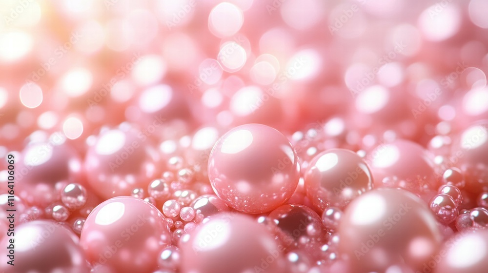 Poster A close-up of pink pearls on a soft background, creating a dreamy and elegant atmosphere.