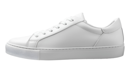 Pair of stylish white shoes isolated on transparent background, PNG format.