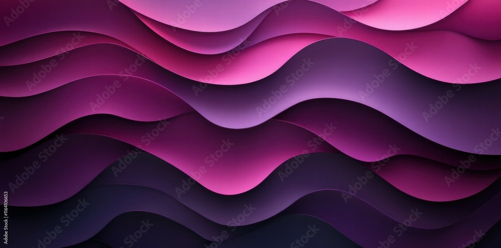 Poster abstract waves in shades of pink and purple create a dynamic, flowing design.