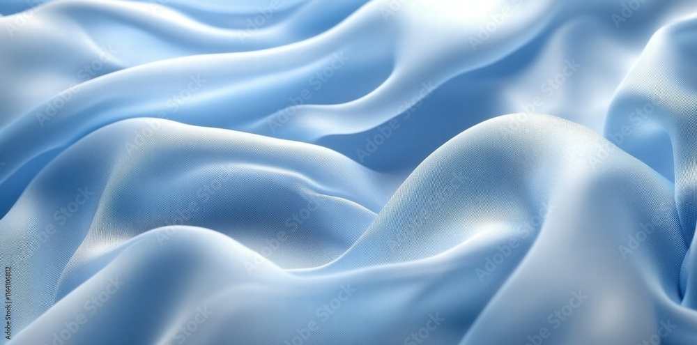Poster soft, flowing blue satin fabric creating a serene and elegant visual texture.