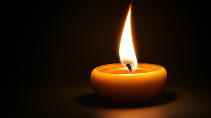 Candle and a flame giving light in the darkness