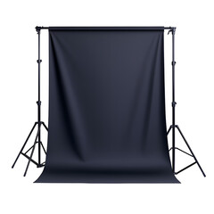 Studio backdrop setup ready for photography, dark color for versatile use. transparent background.