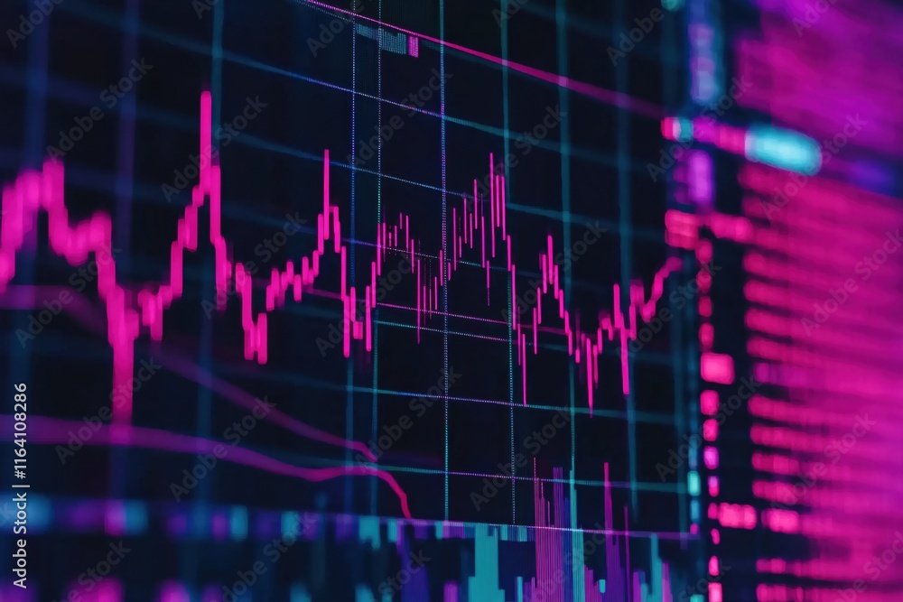 Poster digital data visualization with colorful graphs and patterns in a modern design style