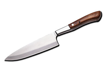 Fototapeta premium High-quality stainless steel kitchen knife with a wooden handle for efficient food preparation and cooking tasks