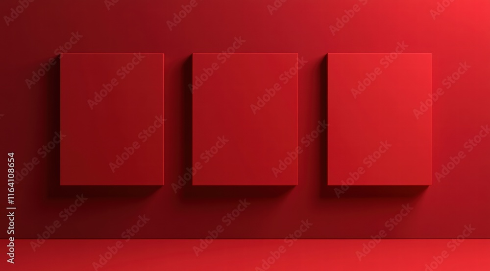 Poster modern red paper background with simple shapes, high resolution, no text or graphics on the surface 
