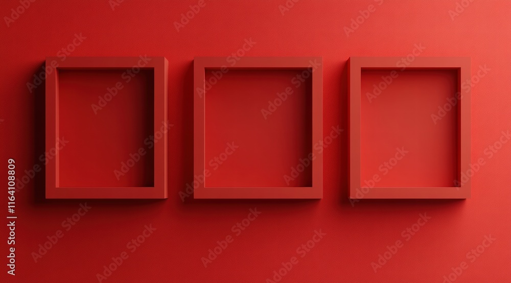Poster modern red paper background with simple shapes, high resolution, no text or graphics on the surface 