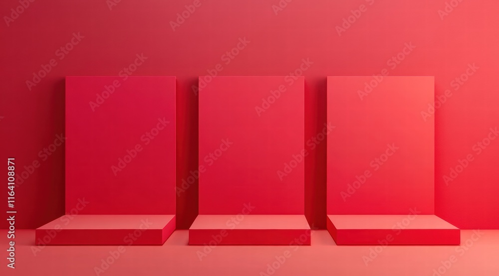 Aufkleber modern red paper background with simple shapes, high resolution, no text or graphics on the surface 