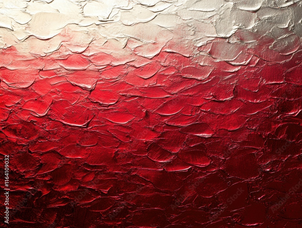 Poster a textured abstract painting featuring a gradient of red and silver hues.