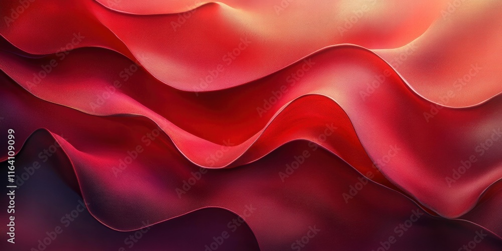 Poster Abstract wavy patterns in shades of red create a dynamic visual flow.