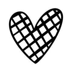 Unique black heart silhouette featuring a checkerboard print. Perfect for logos or decor in vector format