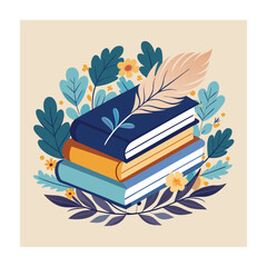 Books vector collection. Stack of colorful books. Reading concept in flat vector design