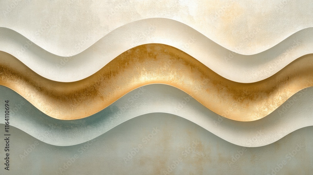 Poster Abstract wavy design with a gold accent, creating a modern artistic texture.