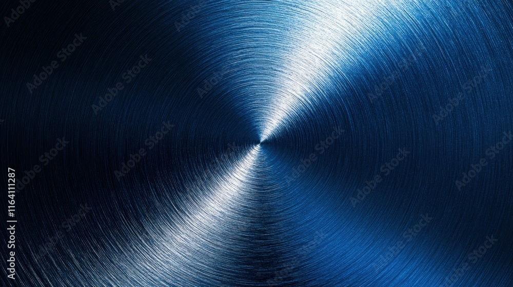 Poster A close-up view of a polished blue metallic surface with circular patterns.