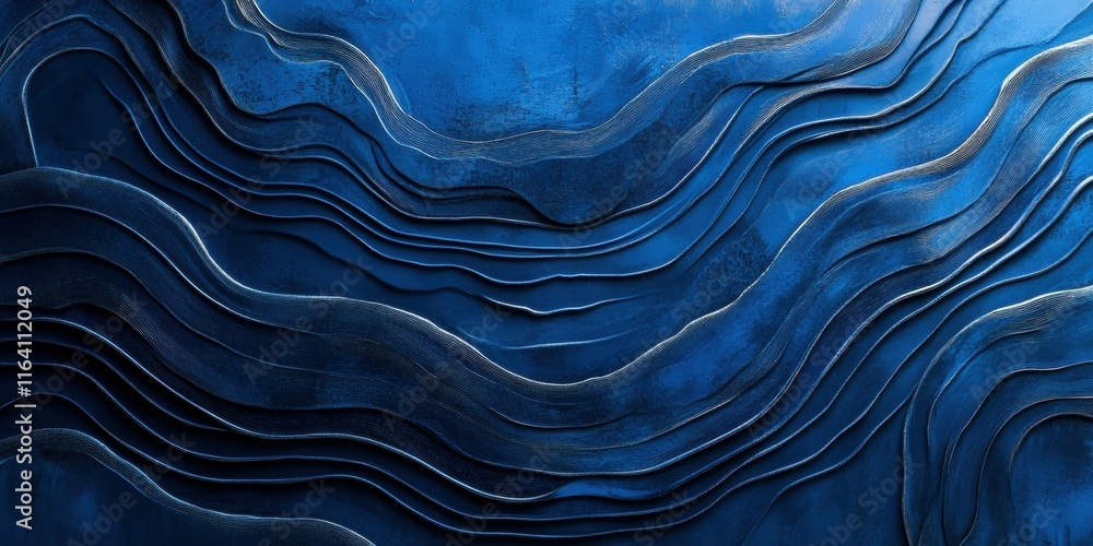 Aufkleber Abstract blue wave patterns create a textured, flowing design.
