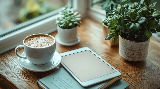 A minimalist digital tablet on a plain surface featuring an educational app or e-book