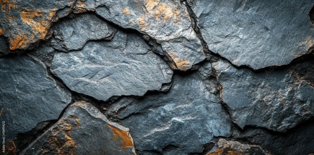 Poster A textured background of dark slate stones with hints of orange.