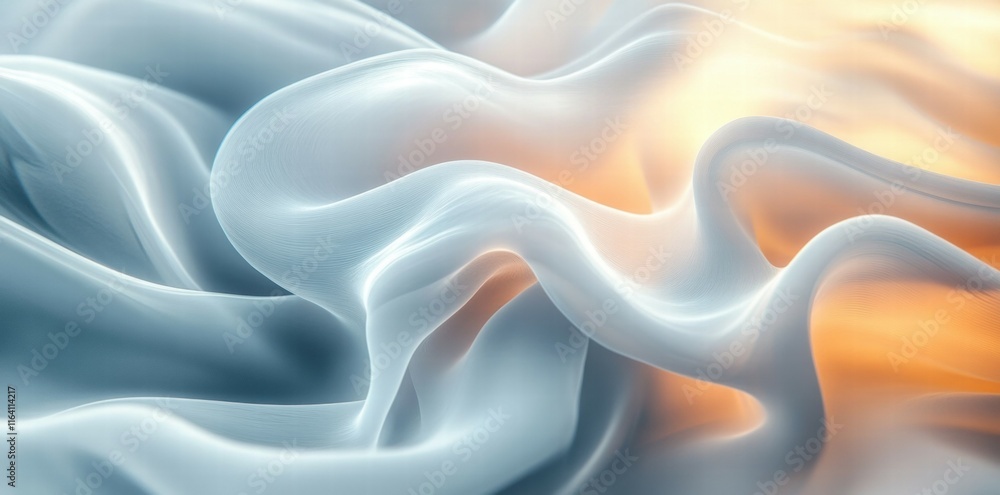 Poster Soft, flowing fabric with a gradient of light hues, creating a serene and abstract atmosphere.