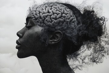 Abstract silhouette of a human head featuring glitch effects, symbolizing the fragmented nature of memory and thought, as well as the complexities of identity in the digital age