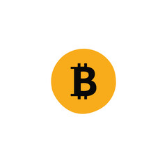 Gold bitcoin icon. Bitcoin cryptocurrency symbol isolated on white background.