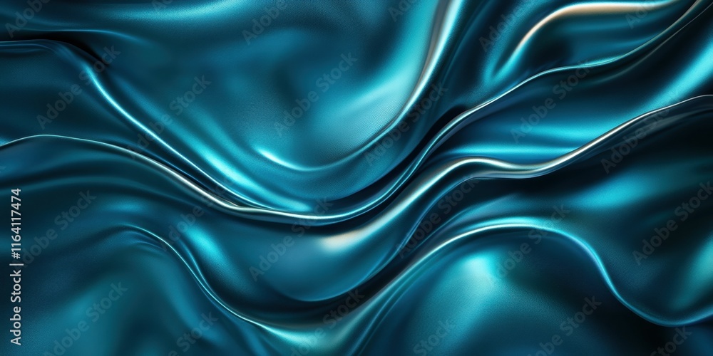 Poster a close-up of flowing blue fabric, creating a smooth, wavy texture.