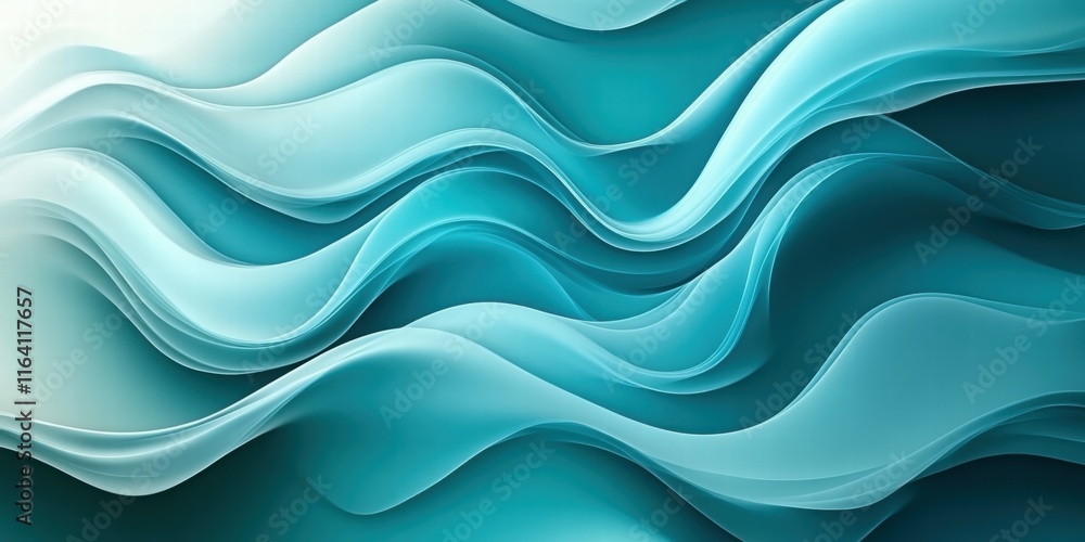 Aufkleber Abstract waves in varying shades of blue create a calming visual effect.