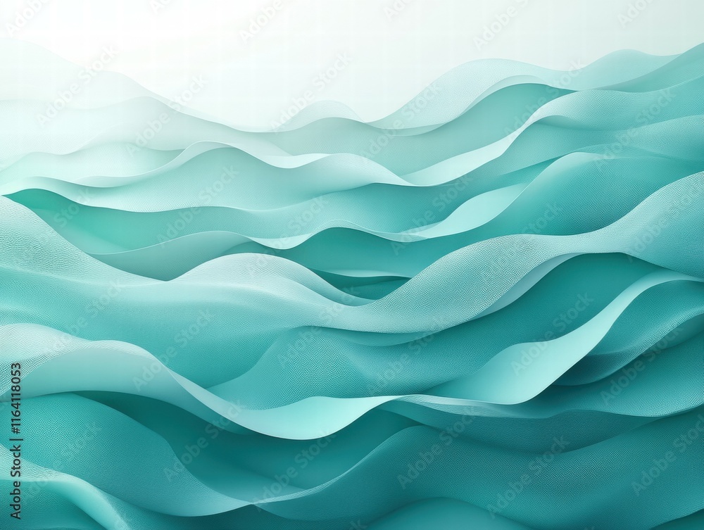 Poster Abstract waves in shades of teal create a soothing, fluid visual effect.