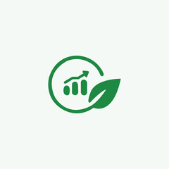 Impact investing green eco investment sustainable growth in green leaves circle icon. Green growth icon.