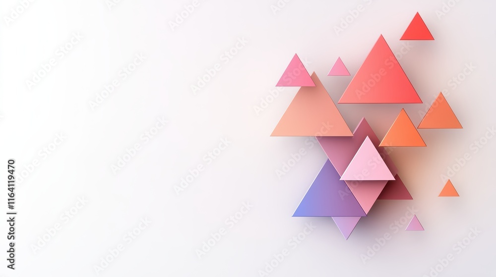 Poster geometric harmony, exploring triangular patterns on a pristine white background geometric
