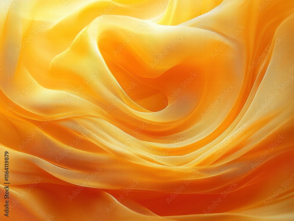 Poster a flowing fabric in vibrant orange hues, creating a sense of warmth and movement.