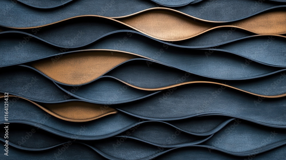 Poster closeup of a textured wall featuring captivating wave pattern, creating an abstract and visually int