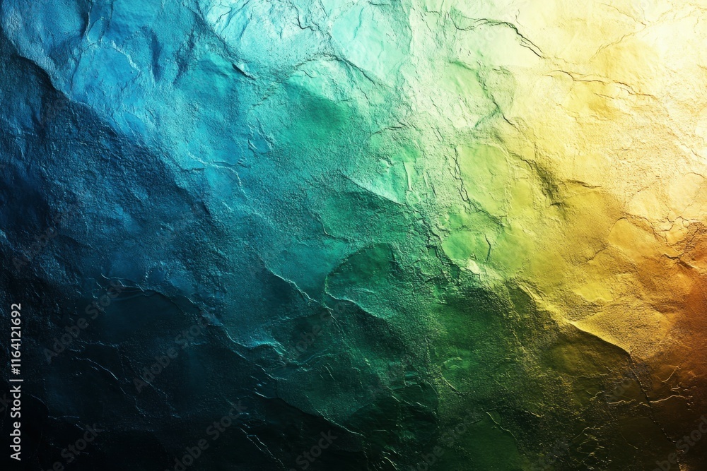 Poster Abstract textured background with gradient colors from blue to yellow.