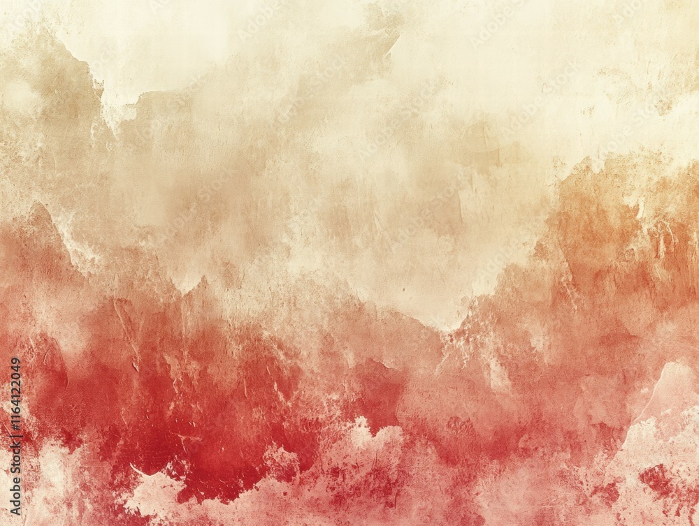 Poster abstract watercolor texture with soft gradients of beige and red tones.