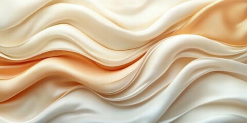 Obraz premium Flowing satin fabric in soft cream and peach tones.