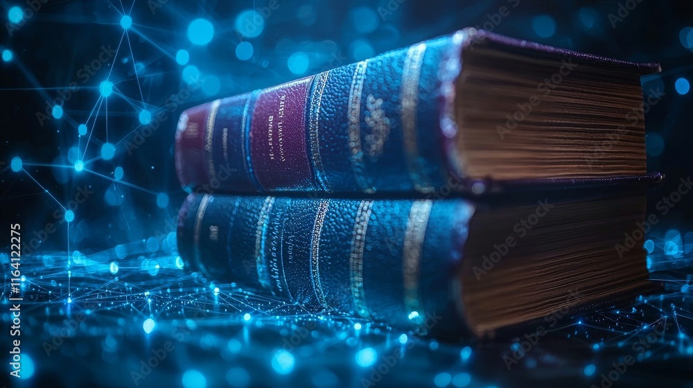 Poster arranged books on an abstract, colorful backdrop, signifying the journey through knowledge and learn