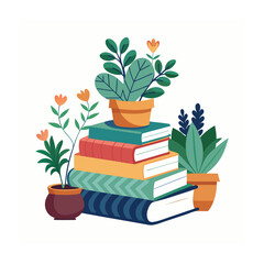 Books vector collection. Stack of colorful books. Reading concept in flat vector design