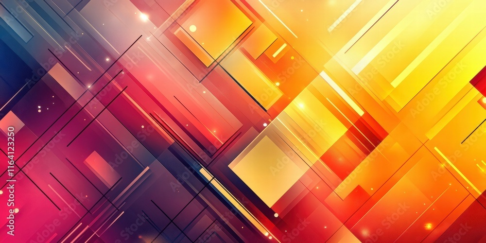 Aufkleber Abstract geometric design with vibrant colors and dynamic shapes.