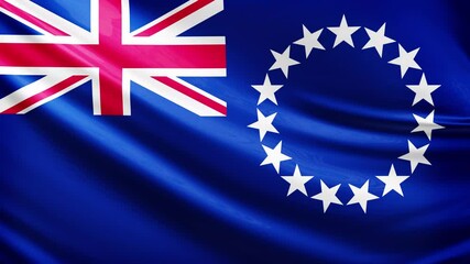 Cook island flag video, close-up shot of symbol of cook islands nation, oceania, animated flag background video, 3D video of a flag, national symbol of the people, patriotism, full screen
