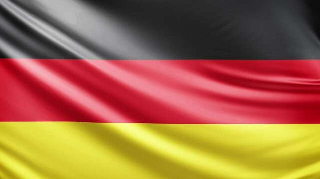 Germany flag video, close-up shot of symbol of german nation, europe, animated flag background video, 3D video of a flag, national symbol of the people, patriotism, full screen
