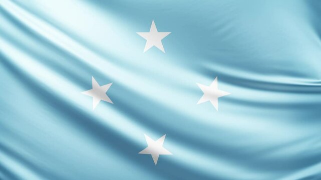 Micronesia island flag video, close-up shot of symbol of micronesia nation, oceania, animated flag background video, 3D video of a flag, national symbol of the people, patriotism, full screen