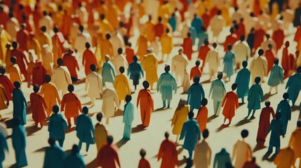 Obraz premium Colorful Paper Figures Representing Community and Diversity in a Crowded Environment